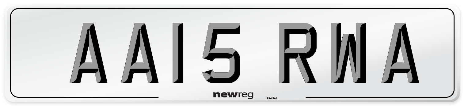 AA15 RWA Number Plate from New Reg